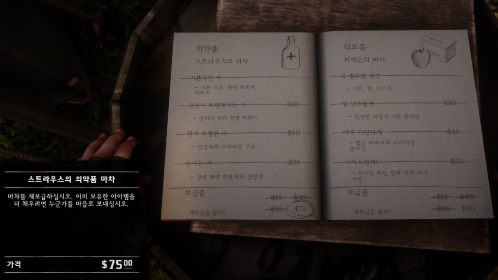 레데리2 동부의 전설 가방 포함한 피어슨(캠프)이 필요한 공예품 8 레데리2 강장제&식료품 가방 업그레이드 조건