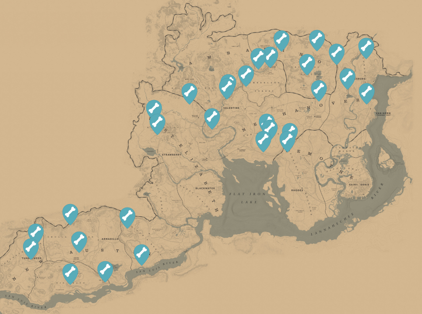 레데리2 공룡뼈 지도 30곳 및 보상 6 레데리2 공룡뼈 위치 - 전체 맵