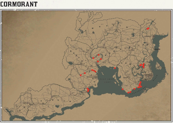 레데리2 일반 동물 위치 118 레데리2 일반 동물 위치 지도-가마우지