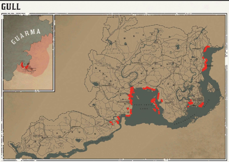 레데리2 일반 동물 위치 119 레데리2 일반 동물 위치 지도-갈매기