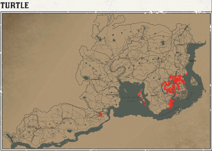 레데리2 일반 동물 위치 142 레데리2 일반 동물 위치 지도- 거북이