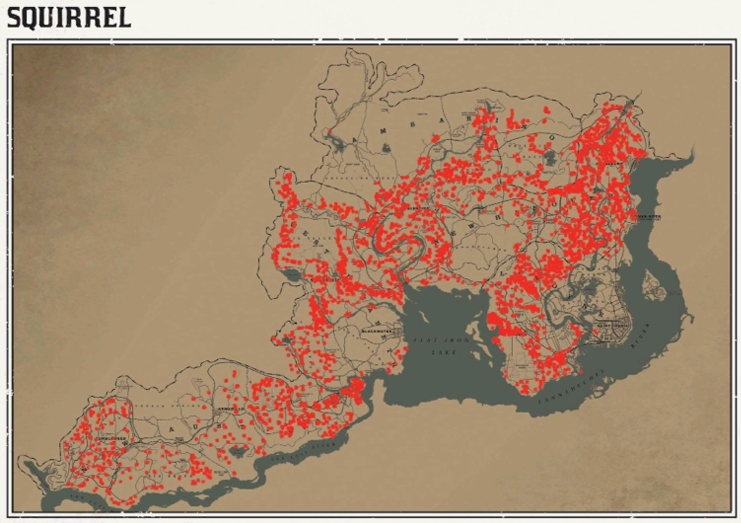 레데리2 일반 동물 위치 98 레데리2 일반 동물 위치 지도- 다람쥐