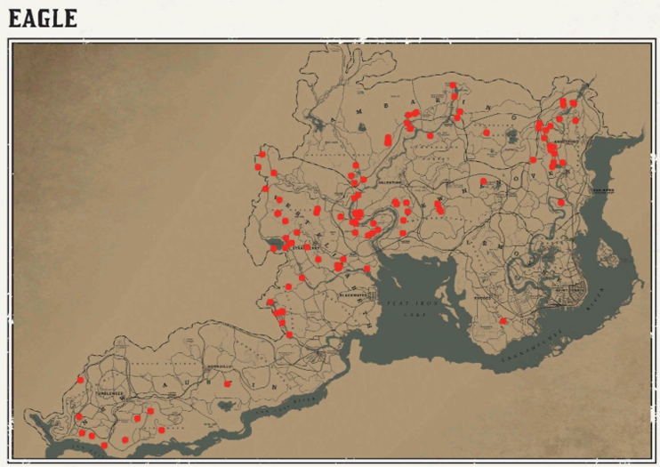 레데리2 일반 동물 위치 108 레데리2 일반 동물 위치 지도-독수리