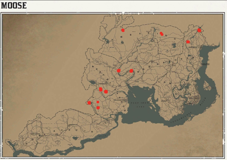 레데리2 일반 동물 위치 88 레데리2 일반 동물 위치 지도-무스