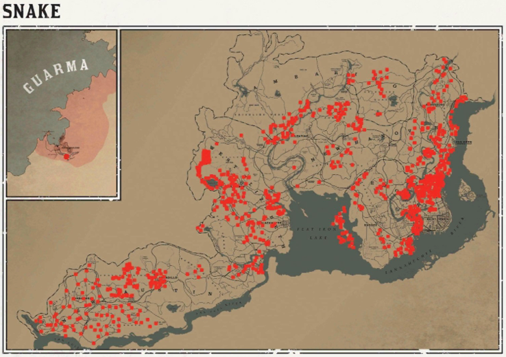 레데리2 일반 동물 위치 143 레데리2 일반 동물 위치 지도-뱀