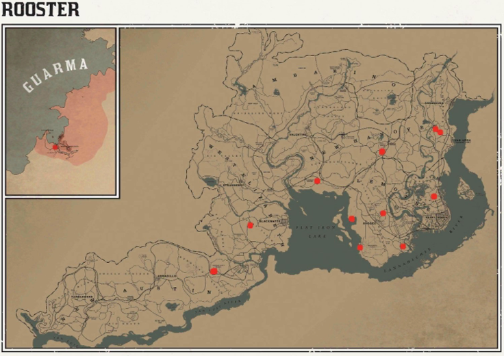 레데리2 일반 동물 위치 122 레데리2 일반 동물 위치 지도-수탉