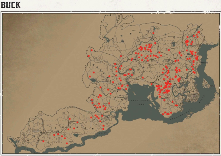 레데리2 일반 동물 위치 86 레데리2 일반 동물 위치 지도-숫사슴