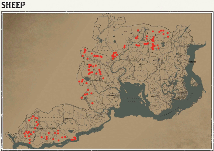레데리2 일반 동물 위치 95 레데리2 일반 동물 위치 지도-양