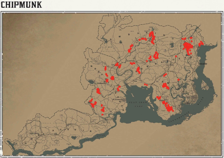 레데리2 일반 동물 위치 99 레데리2 일반 동물 위치 지도-얼룩 다람쥐