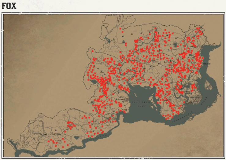 레데리2 일반 동물 위치 83 레데리2 일반 동물 위치 지도-여우