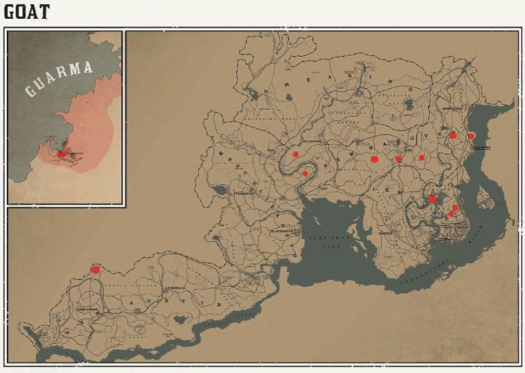 레데리2 일반 동물 위치 94 레데리2 일반 동물 위치 지도-염소