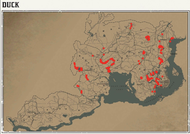 레데리2 일반 동물 위치 124 레데리2 일반 동물 위치 지도-오리