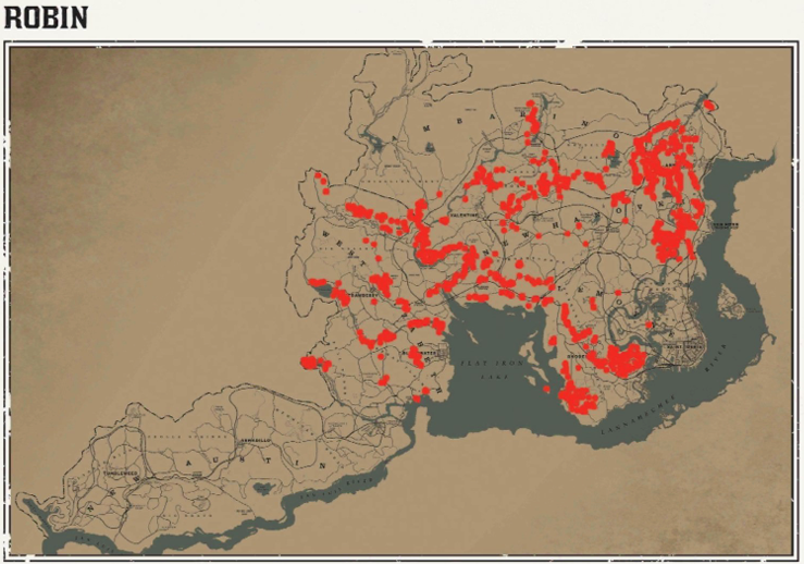 레데리2 일반 동물 위치 129 레데리2 일반 동물 위치 지도-울새