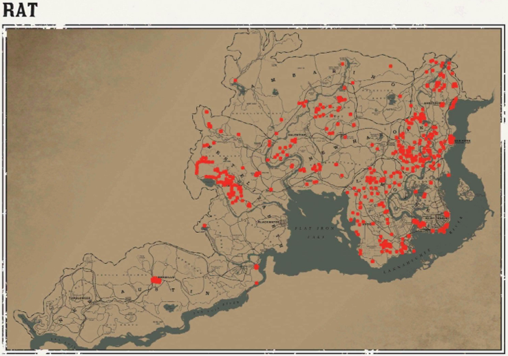 레데리2 일반 동물 위치 105 레데리2 일반 동물 위치 지도-쥐