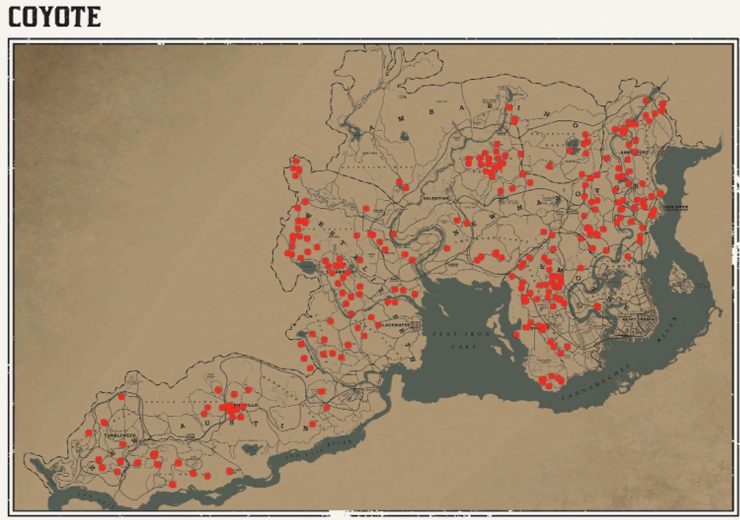 레데리2 일반 동물 위치 84 레데리2 일반 동물 위치 지도-코요테