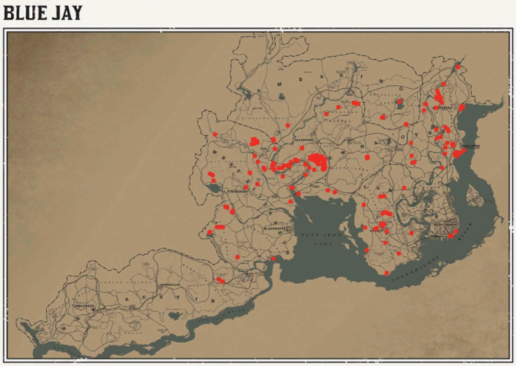 레데리2 일반 동물 위치 130 레데리2 일반 동물 위치 지도-큰 어치
