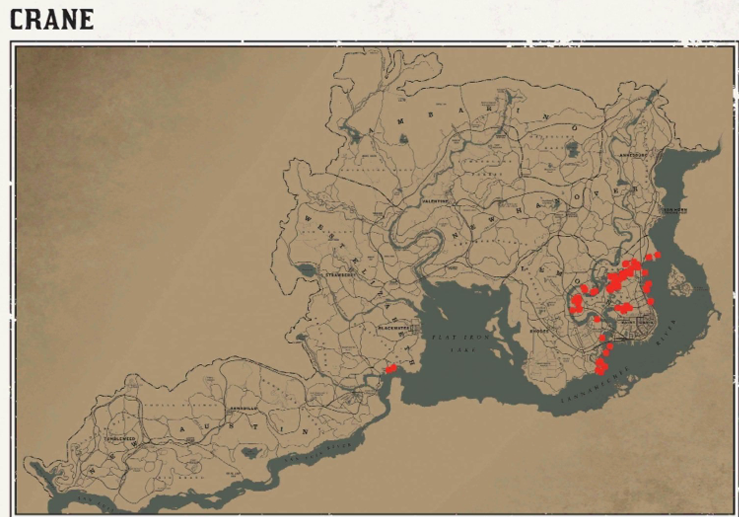레데리2 일반 동물 위치 113 레데리2 일반 동물 위치 지도-학(두루미.)
