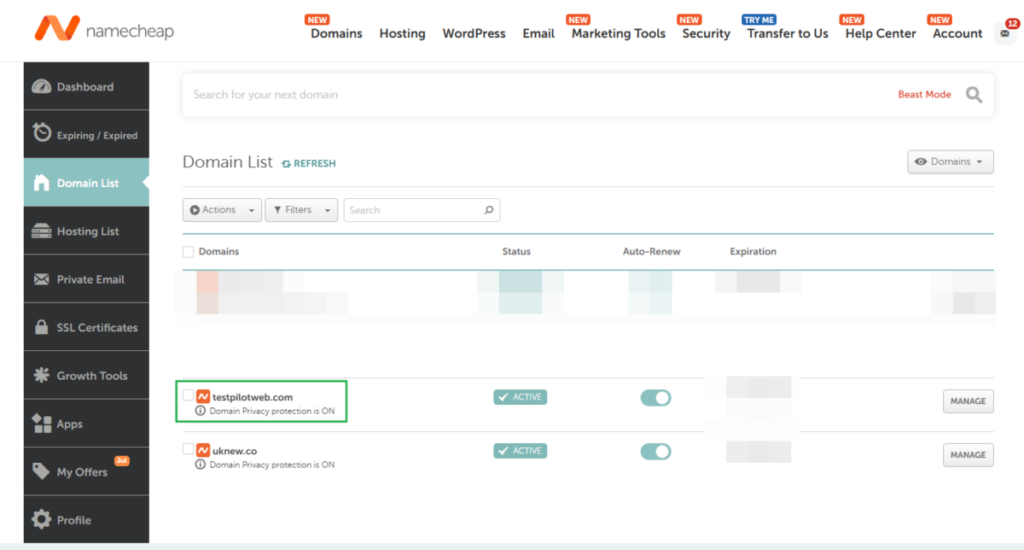 NameCheap DNS 설정 및 레코드 설정 방법 1 네입칩 도메인 리스트