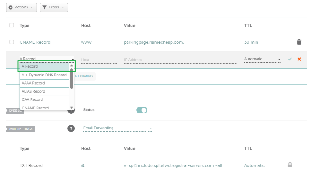 NameCheap DNS 설정 및 레코드 설정 방법 7 NameCheap 레코드 추가_A레코드 추가하기