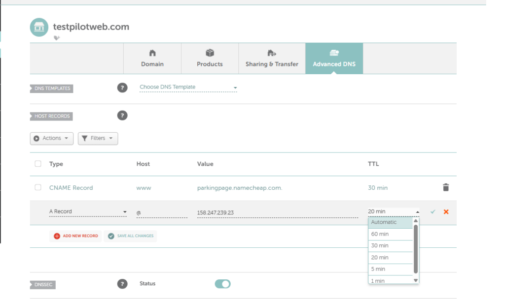 NameCheap DNS 설정 및 레코드 설정 방법 8 NameCheap A 레코드 추가_1