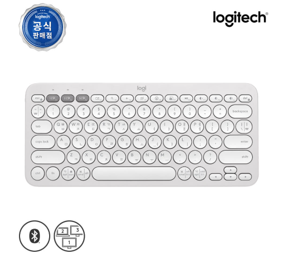 로지텍 코리아 Pebble2 K380S 페블 블루투스 무선 키보드 도브 화이트, 팬터그래프(Pantograph)[네이버 브랜드 커넥트]