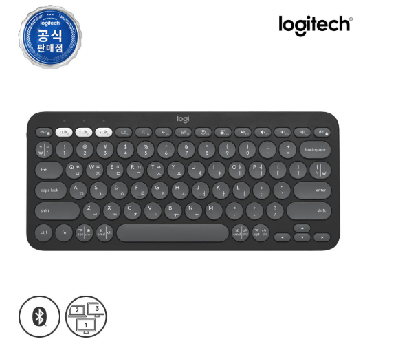 로지텍 코리아 Pebble2 K380S 페블 블루투스 무선 키보드 스모키 블랙, 팬터그래프(Pantograph)[네이버 브랜드 커넥트]