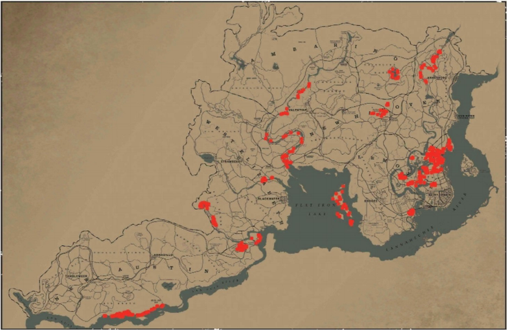 RDR2 動物の場所 78 RDR2 動物の場所マップ – ヒキガエル