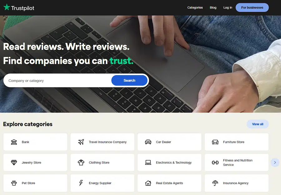 TrustPilot(트러스트파일럿):글로벌 리뷰 사이트 1 트러스트파일럿(Trustpilot) 홈페이지