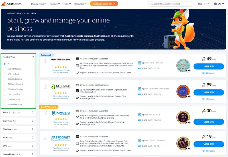 HostAdvice research-호스팅 업체 TOP 10을 찾기 위한 리뷰 사이트 2 해외 호스팅 업체 순위 From HostAdvice