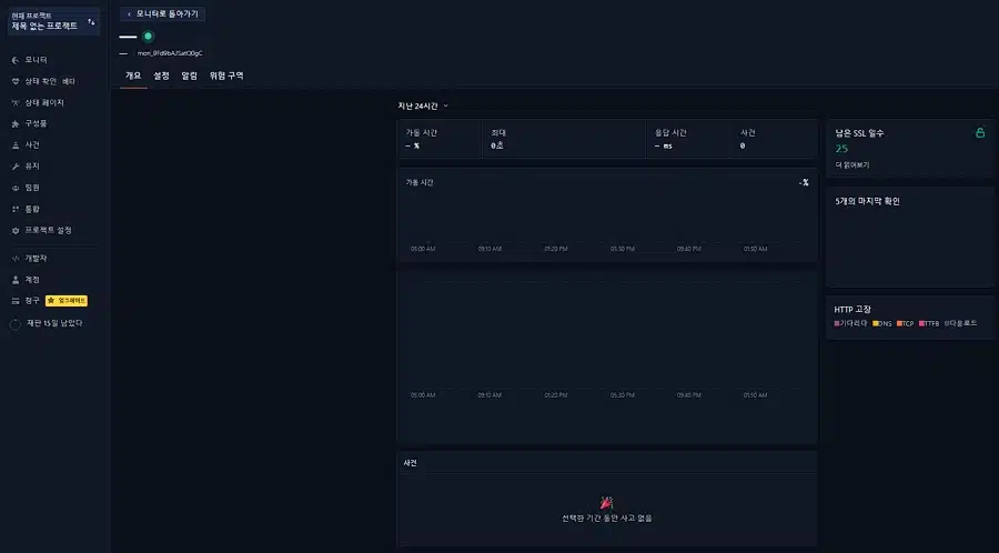 Hyperping 대시보드의 모니터링