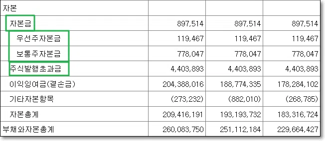 자본금-우선주자본금,보통주자본금, 주식발행초과금-2022년 삼성전자 사업보고서