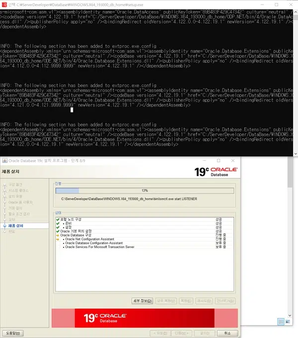 Oracle: Window 오라클 19c 설치 10 스Window 오라클 19c 설치 및 도스 화면