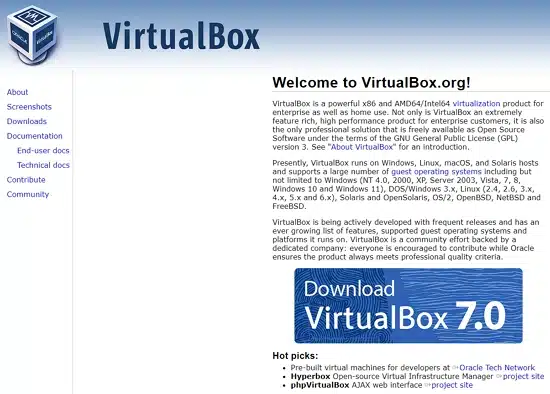 Oracle VM VirtualBox: 다운로드 및 설치 1 Oracle VM VirtualBox 메인 페이지 접속 후 다운로드 받기