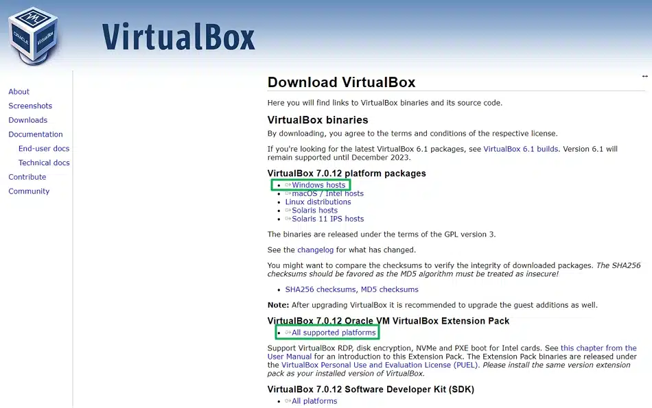 Oracle VM VirtualBox: 다운로드 및 설치 2 Oracle VM VirtualBox 다운로드: 윈도우 호스트 및 확장팩