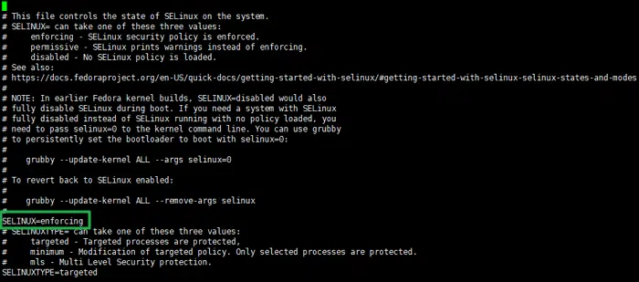 SELinux 개념과 보안 설정 1 SELinux 기본 설정 화면