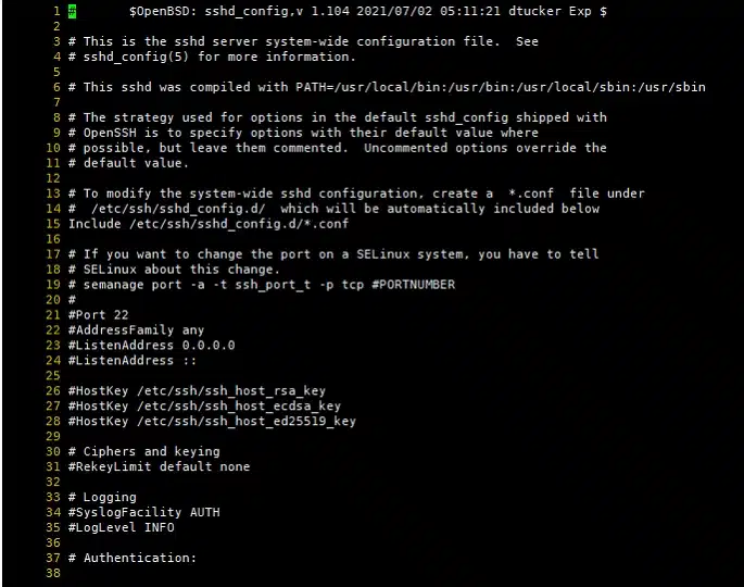 리눅스 SSH 정의 및 기본 설정 2 리눅스 sshd_config 파일