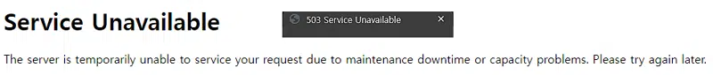 503 에러(Service Unavailable)