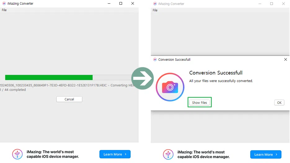 imazing Converter HEIC JPG 변환 후 작업 보기
