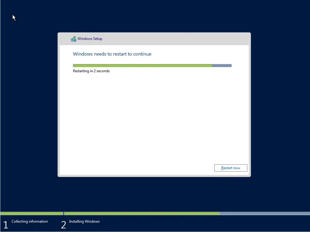 VirtualBox 윈도우 2016 서버 설치 | 한국 언어팩 변경 9 virtualbox 윈도우 2016 서버 설치 8_설치 후 재시작