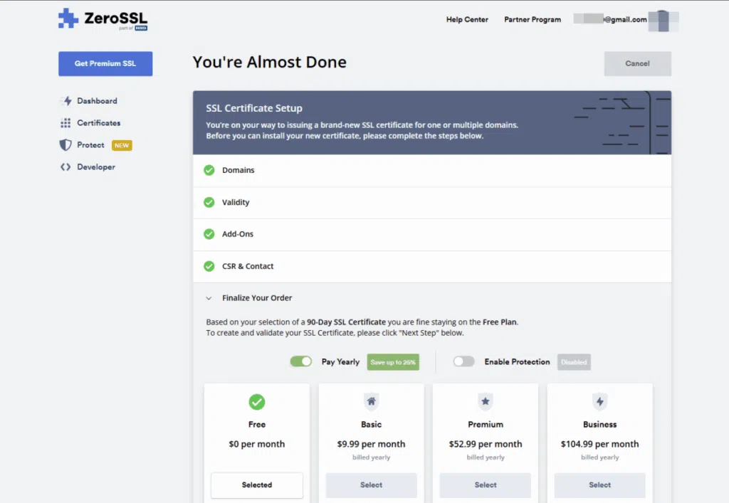 Nginx SSL 설치-Free 30일 신청 3