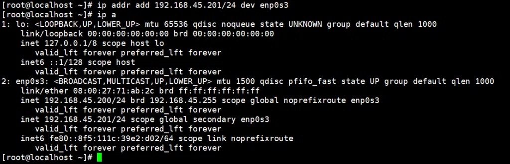 ip addr add IP 주소 dev enp0s3(IP 주소 추가)