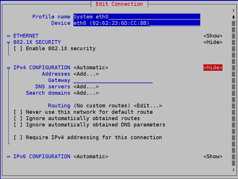 nmtui-연결 편집_enp0s3_편집(LightSail Alma Linux 기본 설정)-기본 DHCP 설정
