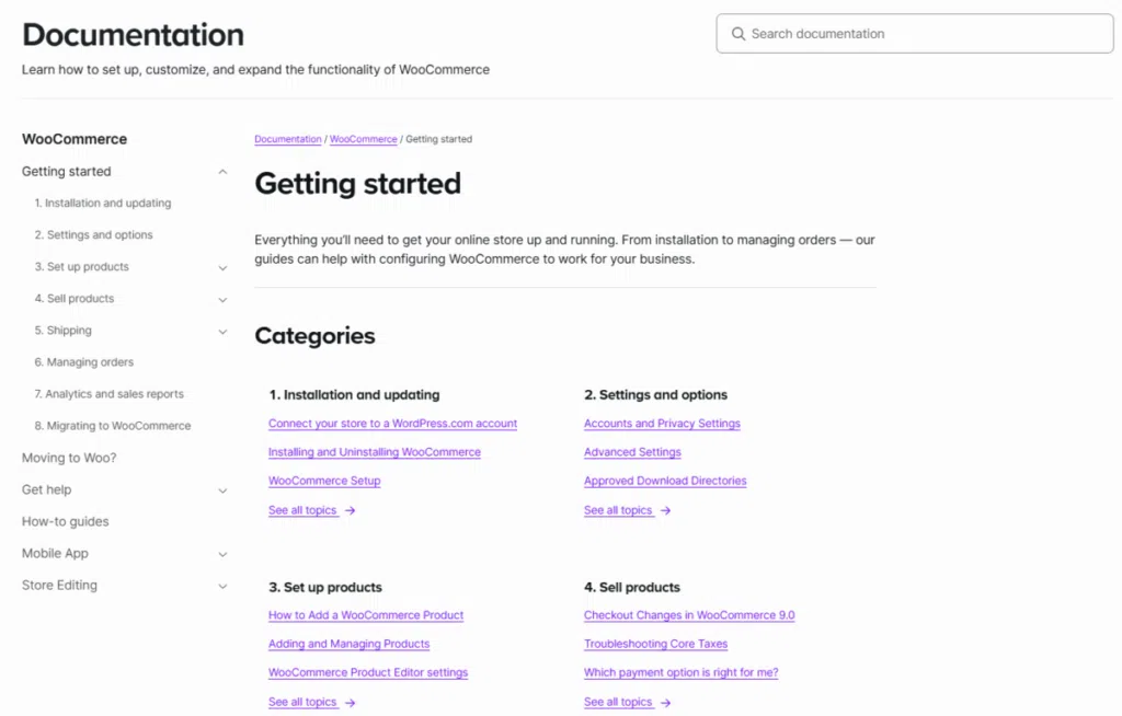 WooCommerce 설치 및 설정 | 전자상거래는 워드프레스 우커머스 플러그인으로 시작하는 이유 16 우커머스 시작하기 - 비치된 서류들 페이지