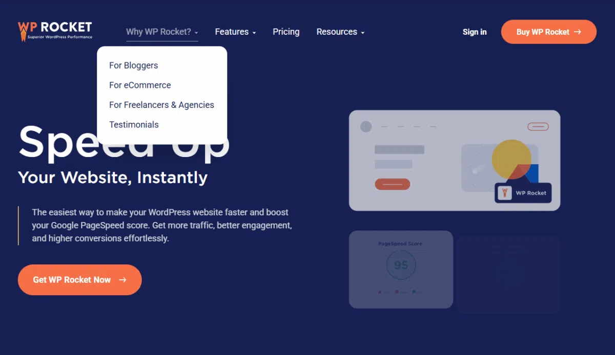 WP Rocket 설정 가이드: 직관적 UI, 워드프레스 캐시 플러그인 $59의 가치 73 WP Rocket 메인페이지 or 소개 페이지 1