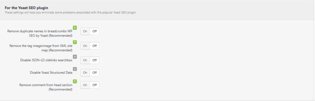 Clearfy 설정 - SEO 대시보드_Yoast SEO plugin 설정 [영어만]