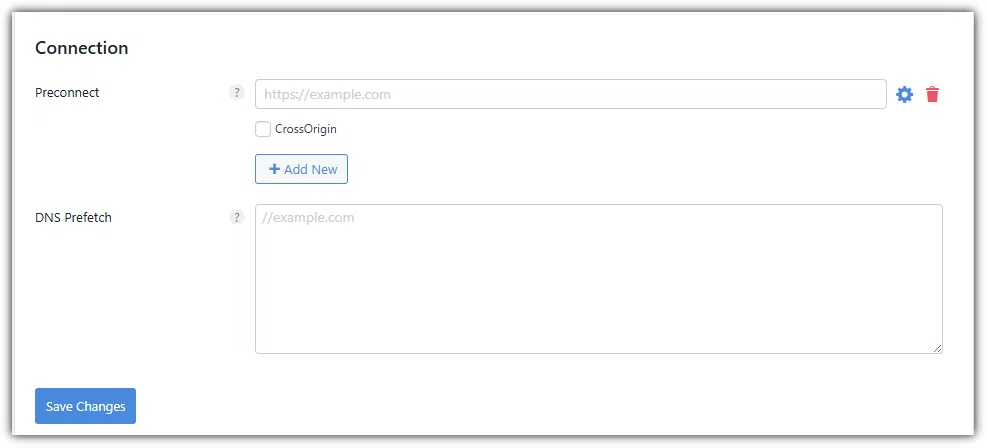 Perfmatters 사전 로딩-연결 설정