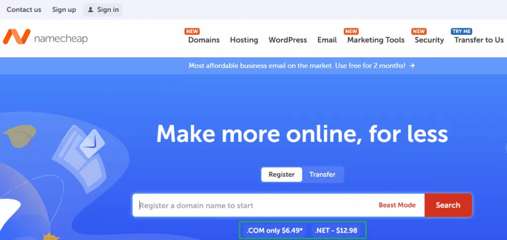 namecheap 도메인 할인 57%(2025-10-29)