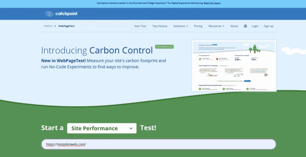 웹사이트 속도 측정 - WebPagetest 메인