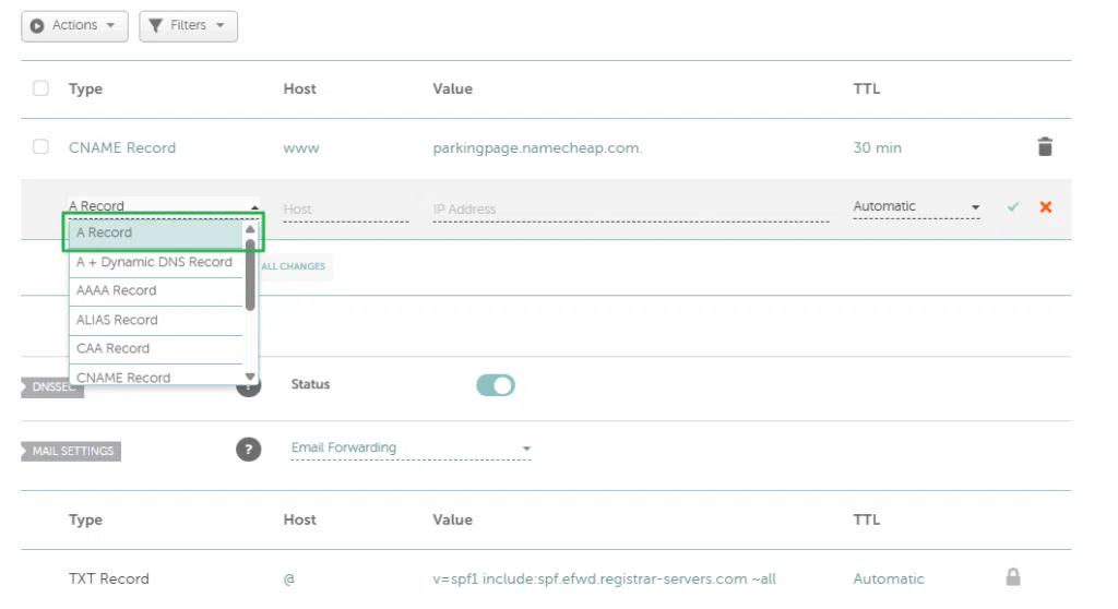 NameCheap DNS 설정 및 레코드 설정 방법 7 NameCheap 레코드 추가_A레코드 추가하기