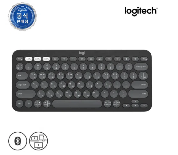 로지텍 코리아 Pebble2 K380S 페블 블루투스 무선 키보드 스모키 블랙, 팬터그래프(Pantograph)[네이버 브랜드 커넥트]
